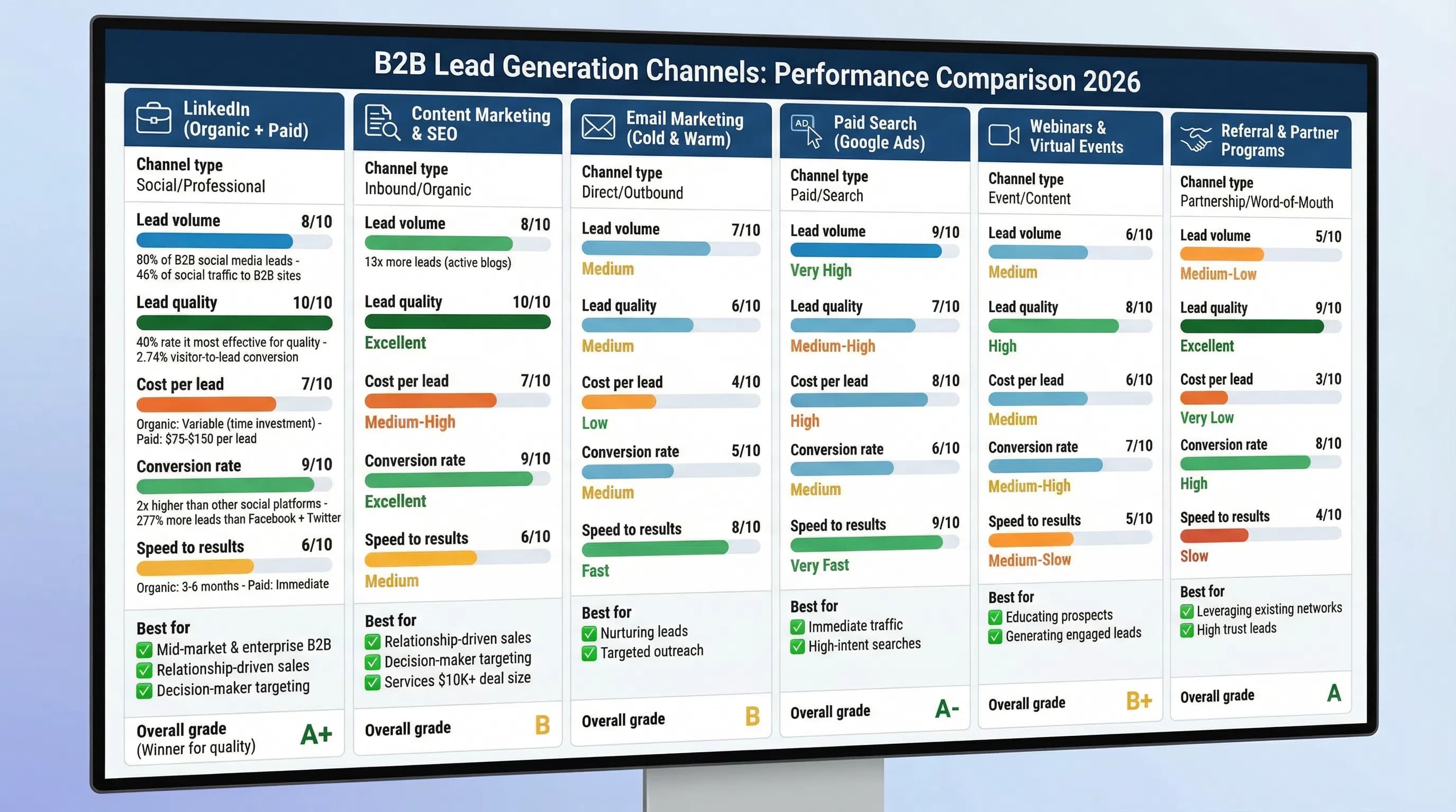 Lead generation channel performance comparison