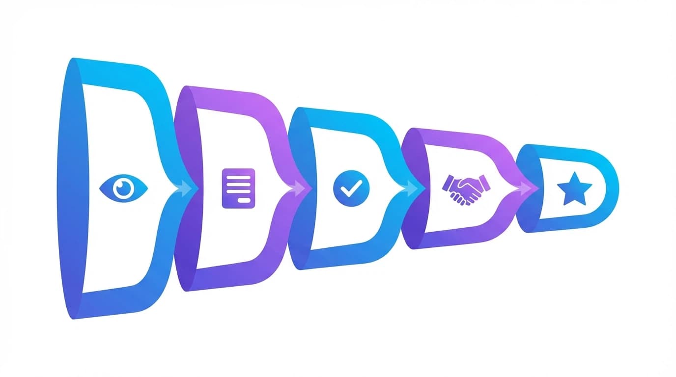 B2B lead generation funnel showing visitor to customer conversion stages