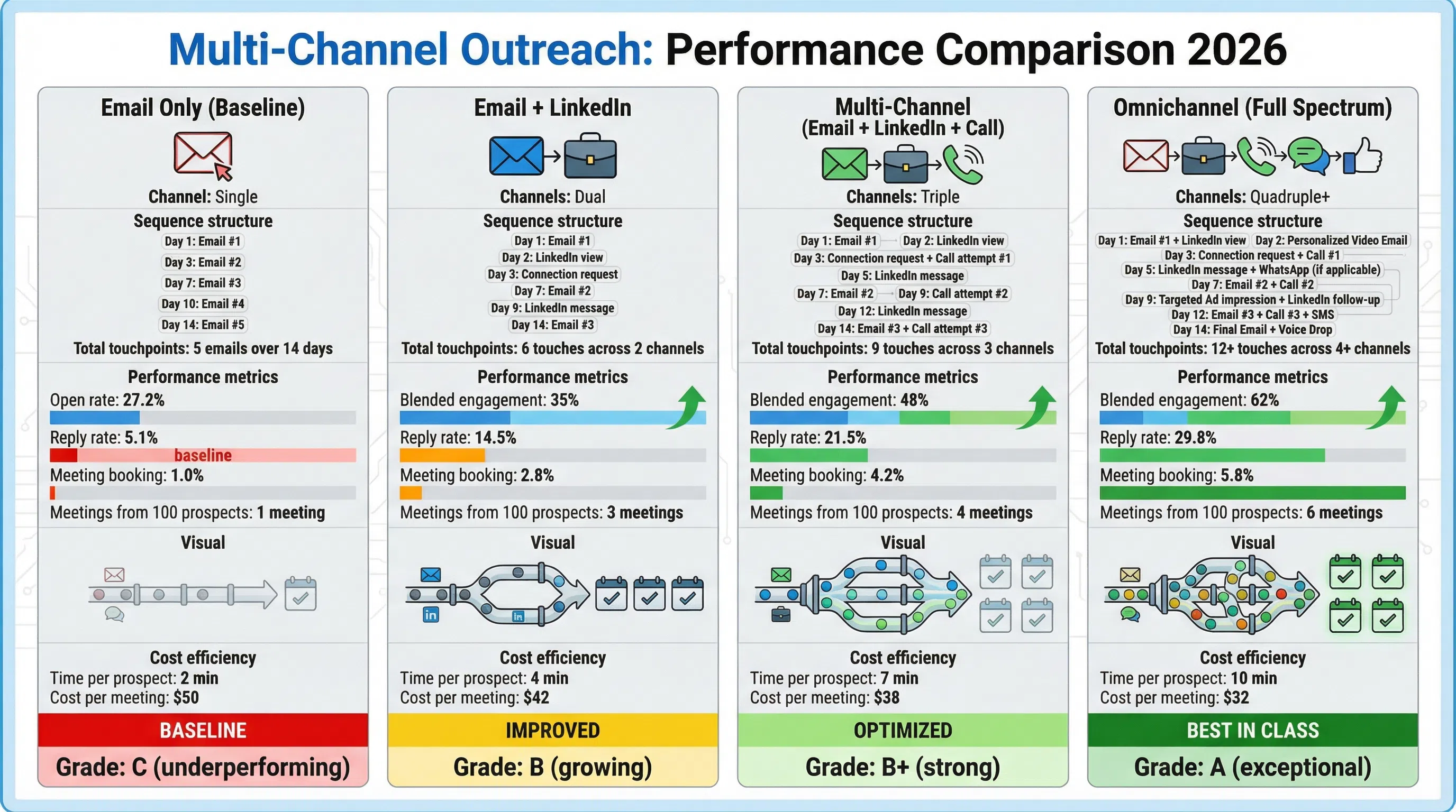 Multi-channel outreach performance comparison