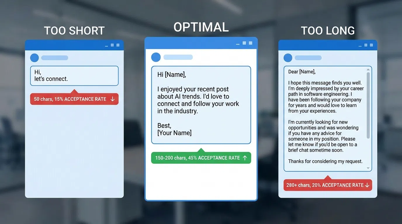 Connection request length optimization showing effective vs ineffective examples