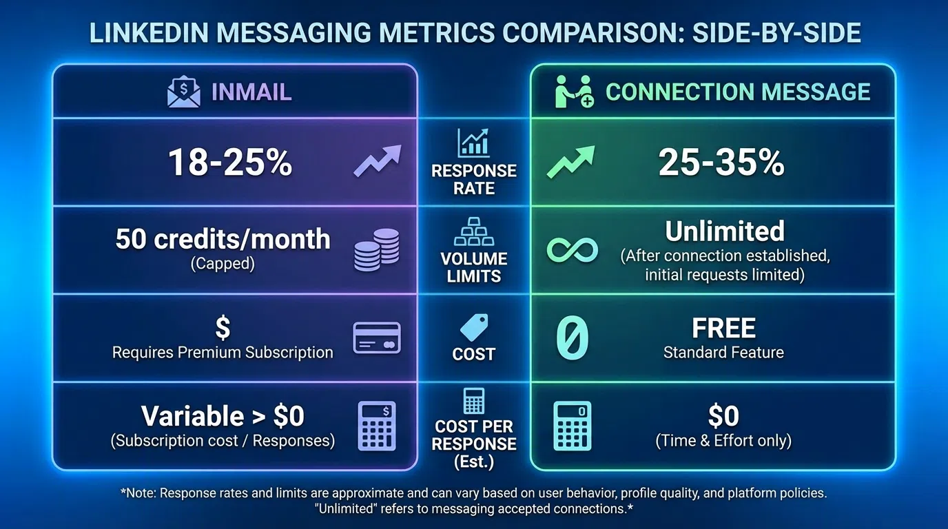 InMail vs connection request performance metrics